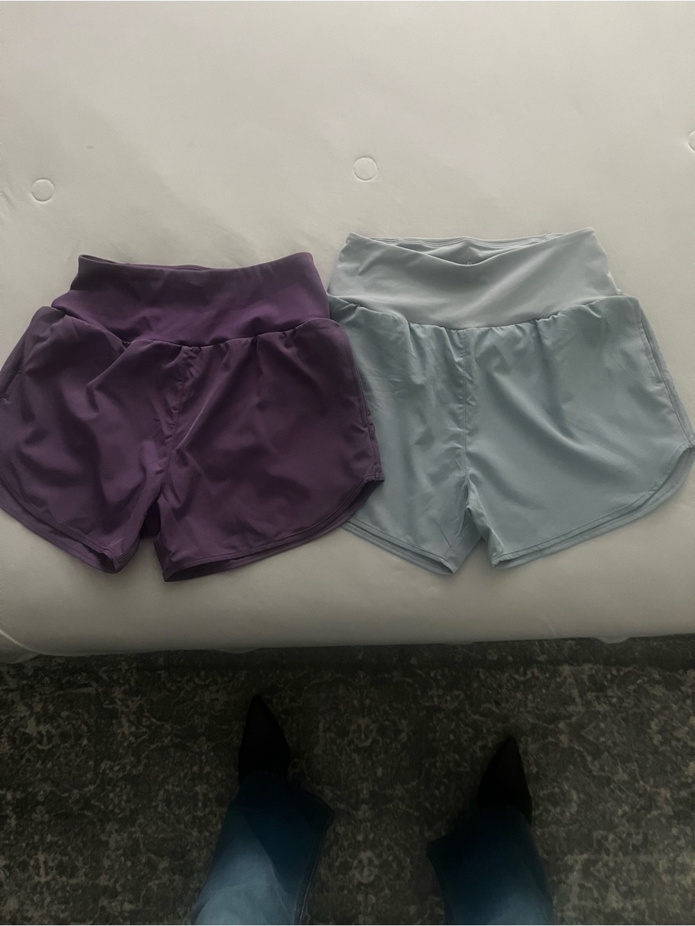 NWOT Pair of High-Waist Athletic Shorts in Purple and Light Blue